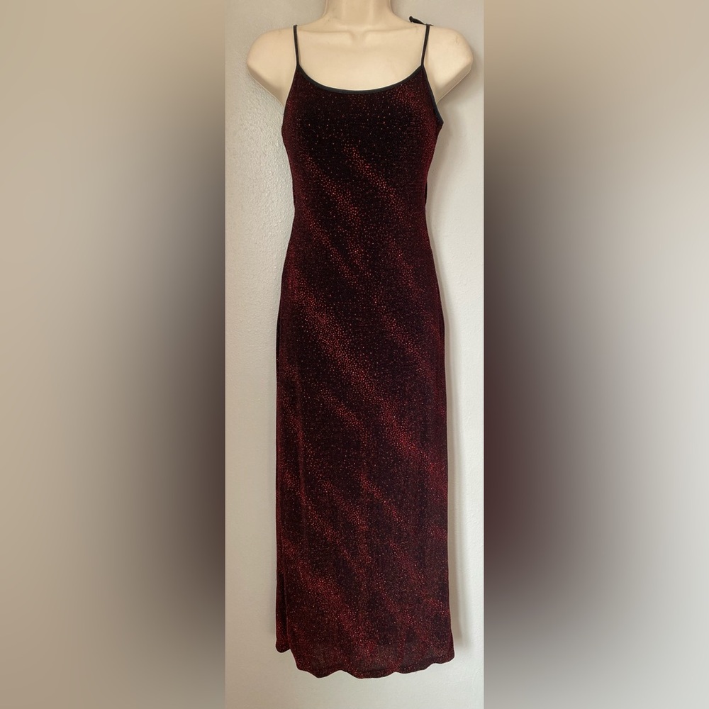 Aqua Blues red and black sparkly stretch dress size small